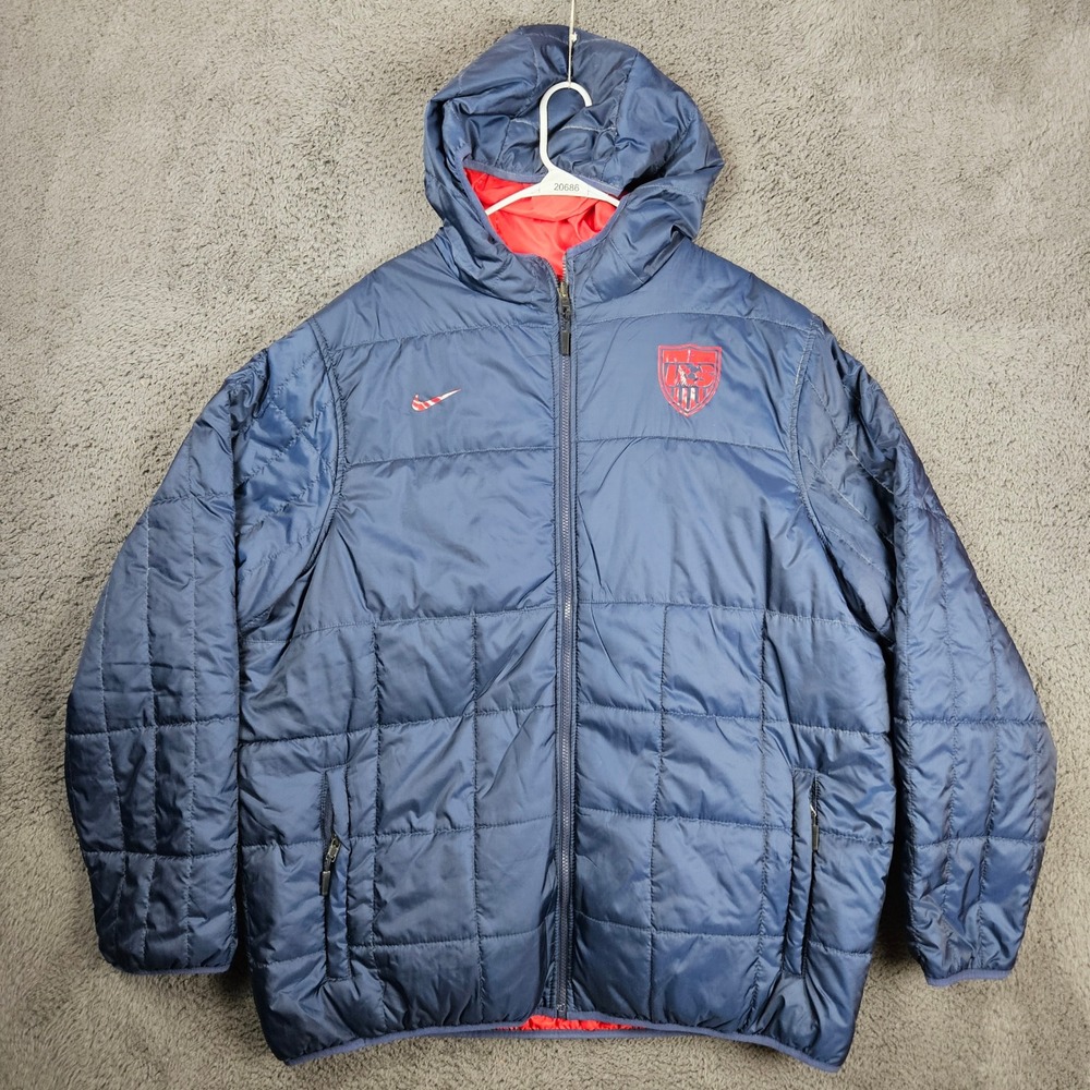 Nike US Soccer Stadium Federation Puffer Jacket Mens 3XL Navy Blue Full Zip